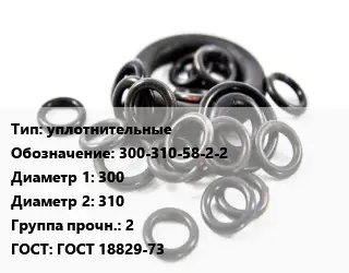 Кольцо РТИ уплотнительные 300-310-58-2-2 D=300х310 Прочность:2 ГОСТ: ГОСТ 18829-73